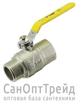 Кран шаровой ГАЗ усиленный никелированный ручка 3/4" ВР/НР полнопроходной TiM - фото 26786